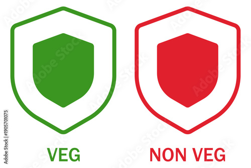 Veg Non-Veg Food Identification Shield Icons
