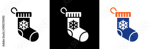 Christmas Stocking Icon Set Glyph Vector Illustration