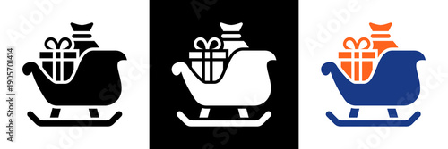 Sleigh Icon Set Glyph Vector Illustration