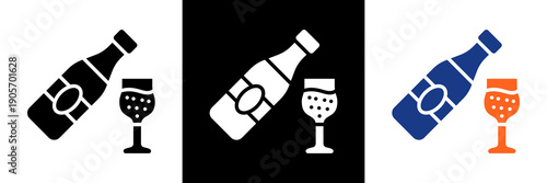 Champagne Icon Set Glyph Vector Illustration