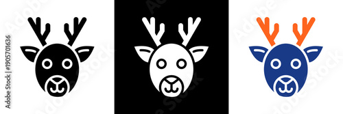 Reindeer Icon Set Glyph Vector Illustration