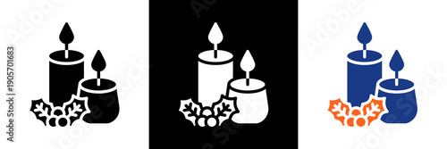 Candle Icon Set Glyph Vector Illustration