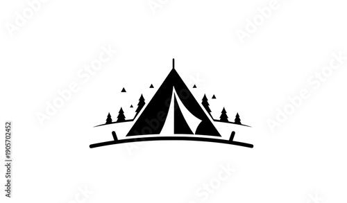 Camping tent icon outdoor adventure vector illustration
