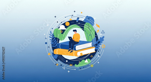 Abstract geometric shapes in teal and gold, contemporary, luxurious, and stylish design for modern interiors or branding.