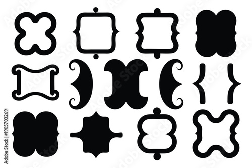 set bracket braces parenthes silhouette line art vector illustration with a white background