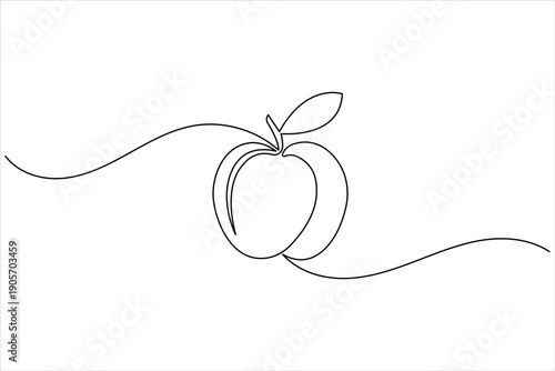 Apple continuous one line art minimal outline editable vector clean modern simple symbol