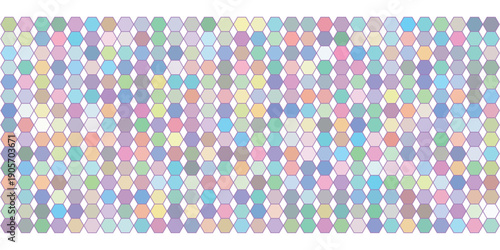 Colorful Hexagonal Outline Pattern with Various Shades and Tints in Flat Style flat line EPS