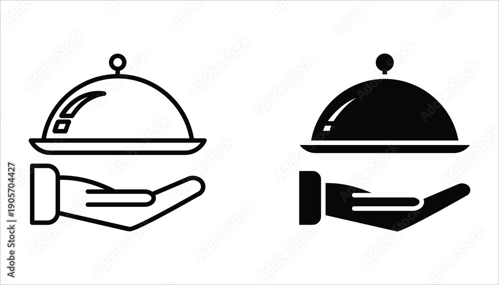 Fototapeta premium Platter icon set. Vector illustration for web design. Restaurant sign. Waiter symbol vector illustration on white background.