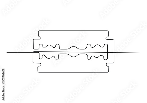  Continuous one line drawing art razor blade vector illustration