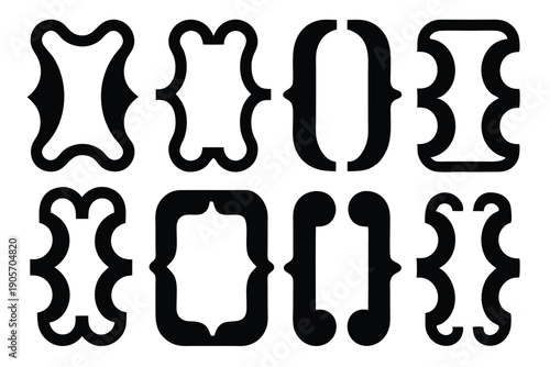 set bracket braces parenthes silhouette line art vector illustration with a white background