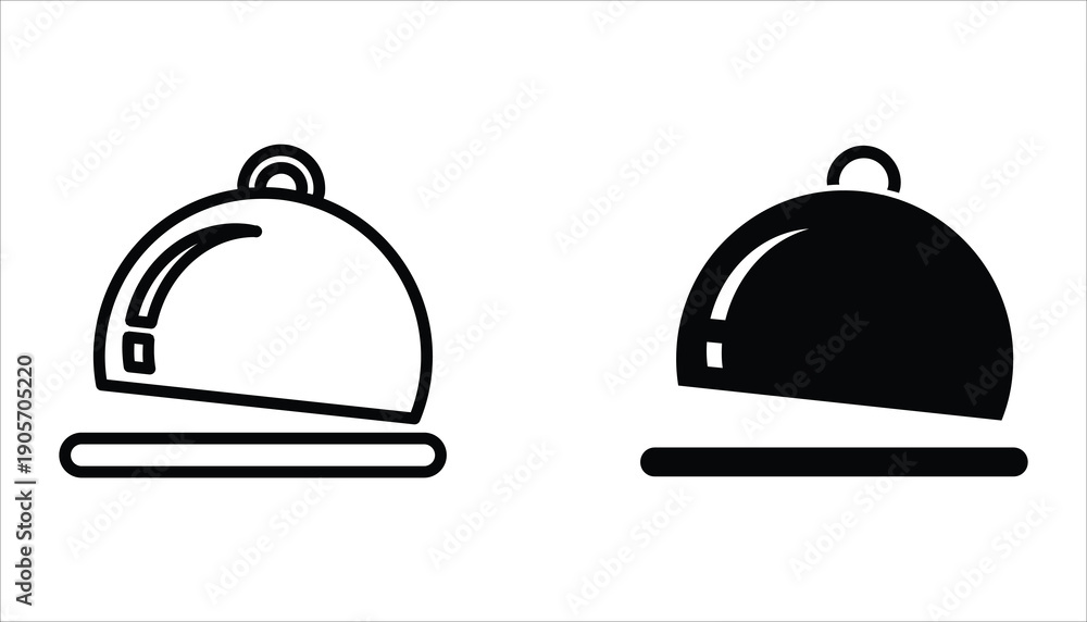 Fototapeta premium Food platter icon set. Restaurant sign. Food platter symbol pictogram. Waiter symbol isolated on white background.