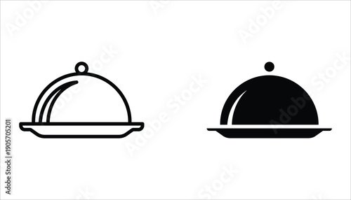 Food platter icon set. Restaurant sign. Food platter symbol pictogram. Waiter symbol isolated on white background.