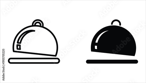 Food platter icon set. Restaurant sign. Food platter symbol pictogram. Waiter symbol isolated on white background.