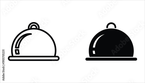 Food platter icon set. Restaurant sign. Food platter symbol pictogram. Waiter symbol isolated on white background.