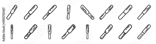 Collection of cinnamon stick different kitchen outlines silhouette icon set.