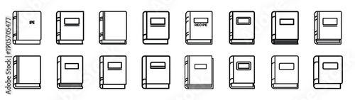 Collection of cooking recipe book different kitchen outlines silhouette icon set.