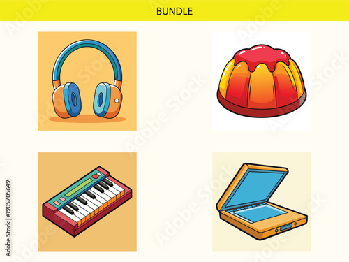 A vibrant illustration of musical instruments and a laptop for creative inspiration and fun illustration vector