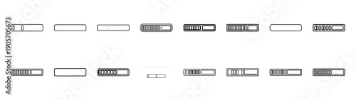 Collection of energy bar different kitchen outlines silhouette icon set.