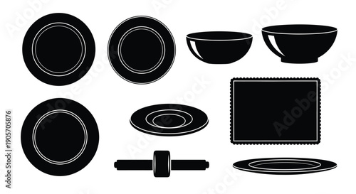 Tableware Plates Vector Icons