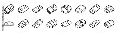 Collection of gluten free food different kitchen outlines silhouette icon set.