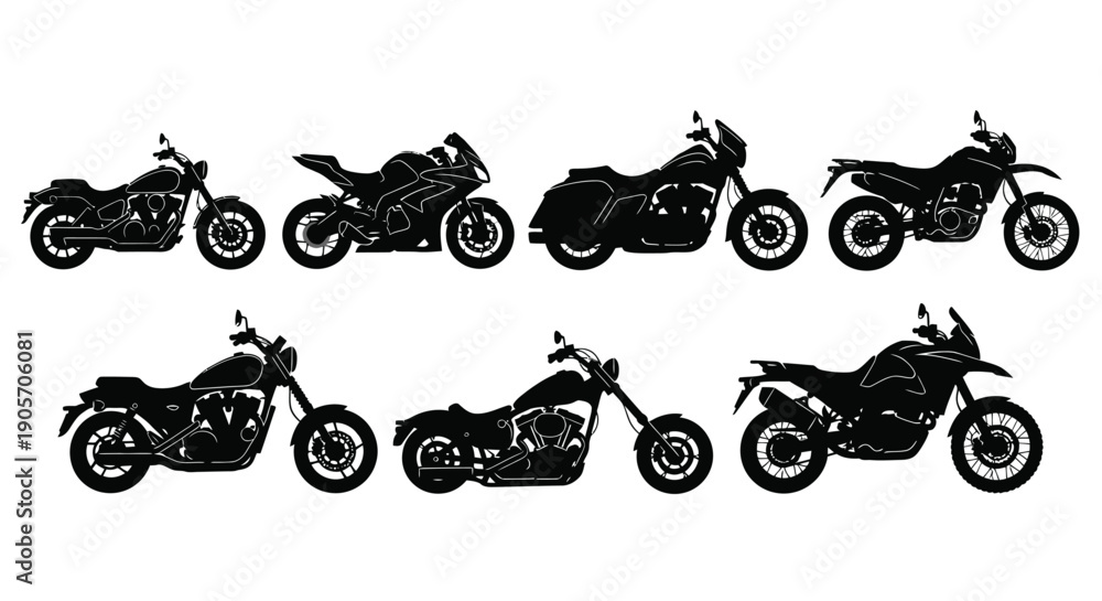 Obraz premium Motorcycle Silhouettes Vector Icons