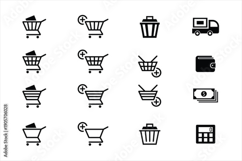 Shopping  Icons Set Vector