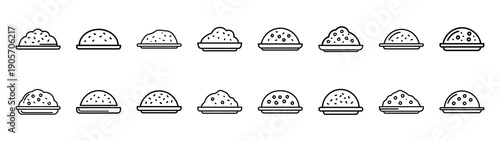 Collection of keto food dish different kitchen outlines silhouette icon set.