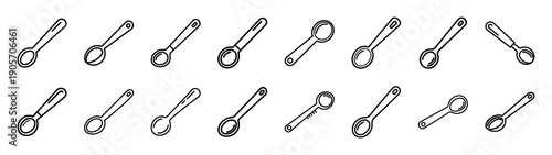 Collection of measuring spoon different kitchen outlines silhouette icon set.