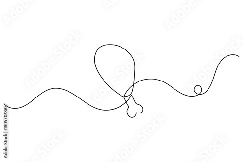 Chicken drumstick continuous one line art minimalist vector icon for restaurant menu design