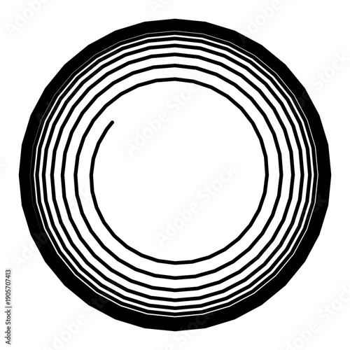 Abstract Circular Concentric Rings in Black and White Minimal Design