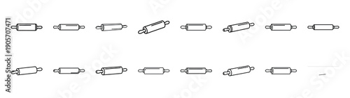 Collection of rolling pin different kitchen outlines silhouette icon set.