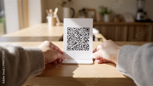 Wallpaper Mural Holding a QR code card during a demonstration video. Torontodigital.ca