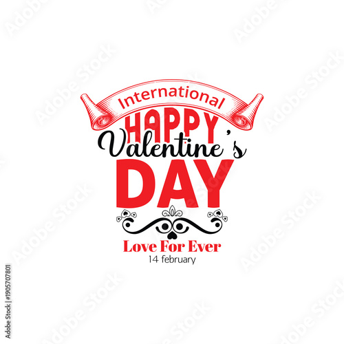 Happy Valentine's Day typography T-shirt design with a silhouette background hearts love