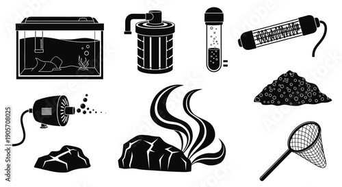 Aquarium Accessories Vector Icons