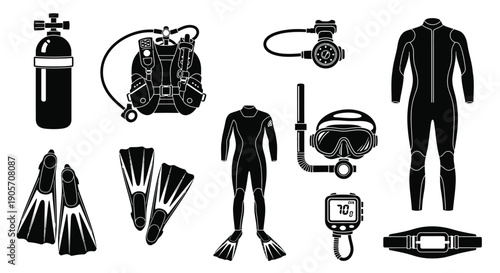 Scuba Diving Gear Vector Icons