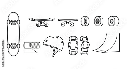 Skateboarding Gear Vector Icons