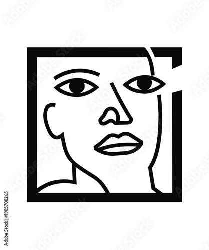 Minimal Line Art Human Face Vector Illustration
