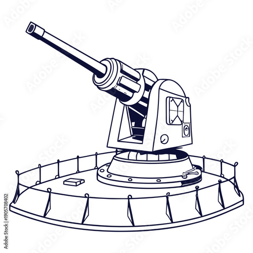 Naval defense system turret gun military