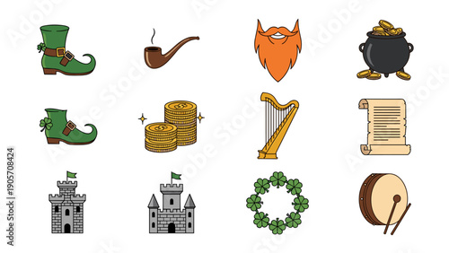 St Patrick's Day Celebration: Irish Culture Icons and Festive Elements