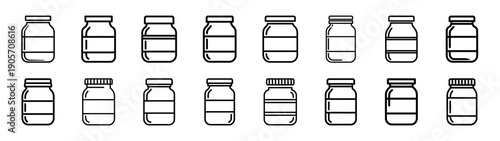 Collection of baby food jar different kitchen outlines silhouette icon set.