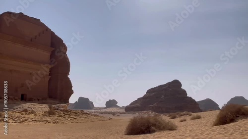 Tomb of Lihyan, son of Kuza. Also known as Qasr Al Farid or 'The Lonely Castle', is a well-known and iconic tomb in Mada'in Salih (Madain Saleh) in Hegra, Al Ula, Kingdom of Saudi Arabia