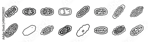 Collection of bitter taste symbol different kitchen outlines silhouette icon set.
