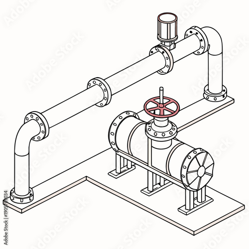 Gas processing and delivery system with curved pipe and valve