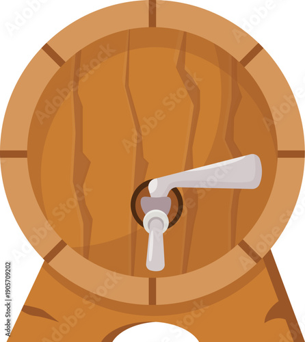 Flat Vector Wine Cellar Collection with Wooden Barrels Bottles and Glassware Icons