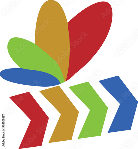 Modern Geometric Colorful Shape Vector logo with Center Abstract art, creative Symmetric Design.