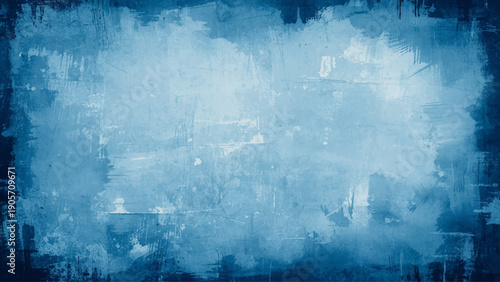 Abstract textured background in shades of blue, with visible brushstrokes.