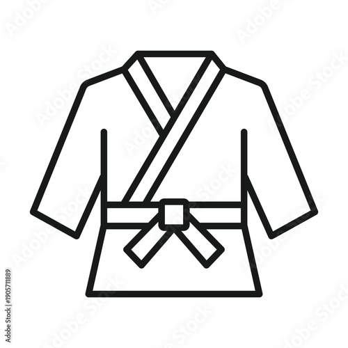 Martial arts uniform line icon karate, judo, and combat sports clothing, vector illustration.
