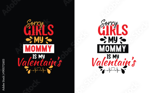 Happy Valentine's Day typography T-shirt design with a silhouette background hearts love