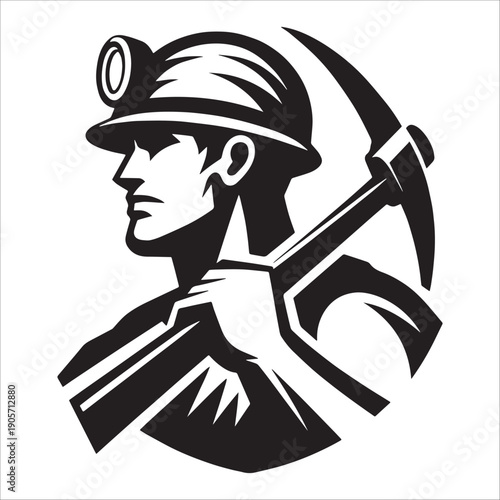 Miner Icon Bold Black And White Design