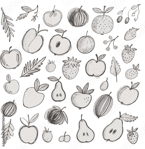 Vibrant seamless pattern featuring a fresh composition of assorted fruits and vegetables on a continuous background